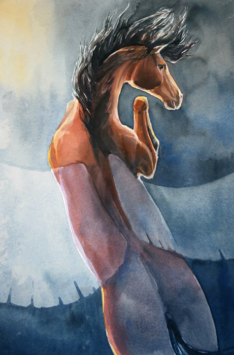 Рисовала своего коня,давнишняя акварелька.С горем по полам откопала:)