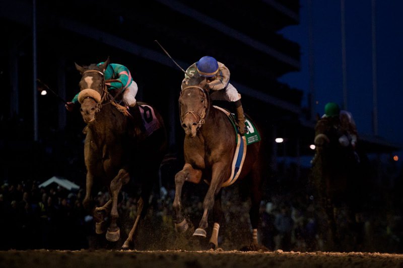 Ипподром Churchill Downs 2010 год, скачка Breeders' Cup Classic, где жеребец по кличке Blame (справа) на пол морды обогнал Королеву Американских скачек - Zenyatt'у.