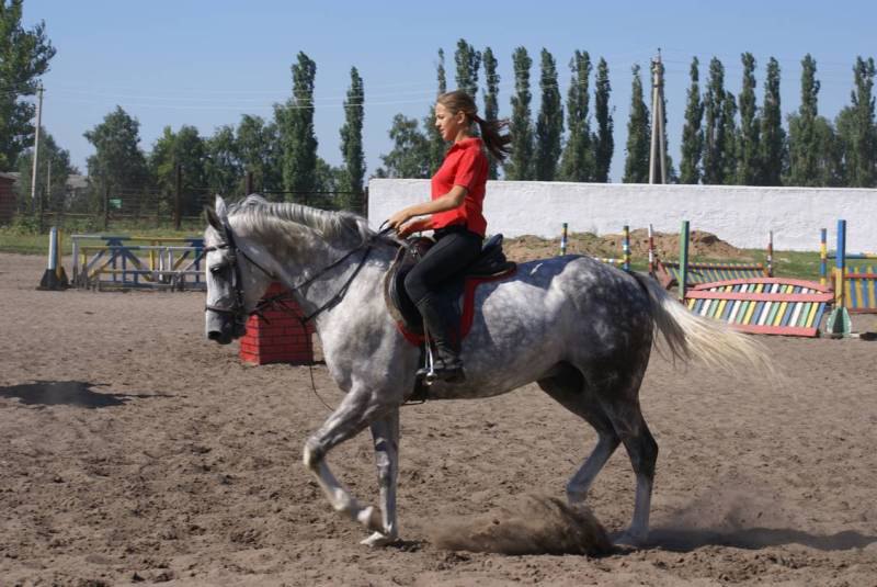 что-то вроде короткой рыси а-ля пиафе... я не умею это делать, так что строго не судите =)