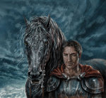 Серебряногривый конь с фотки Fotart, а лыцарь сам по себе.